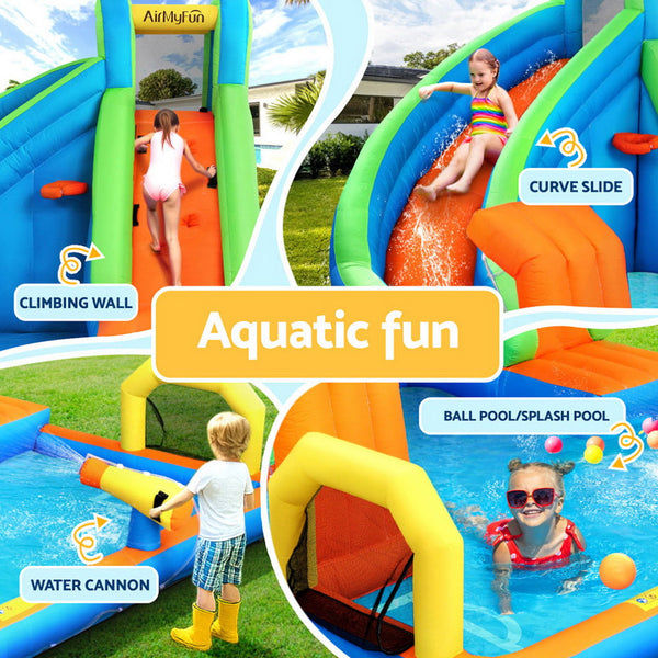 AirMyFun Kids Inflatable Pool Water Slide Cannon Splash Park Castle Outdoor Toys 427X374CM Awezingly