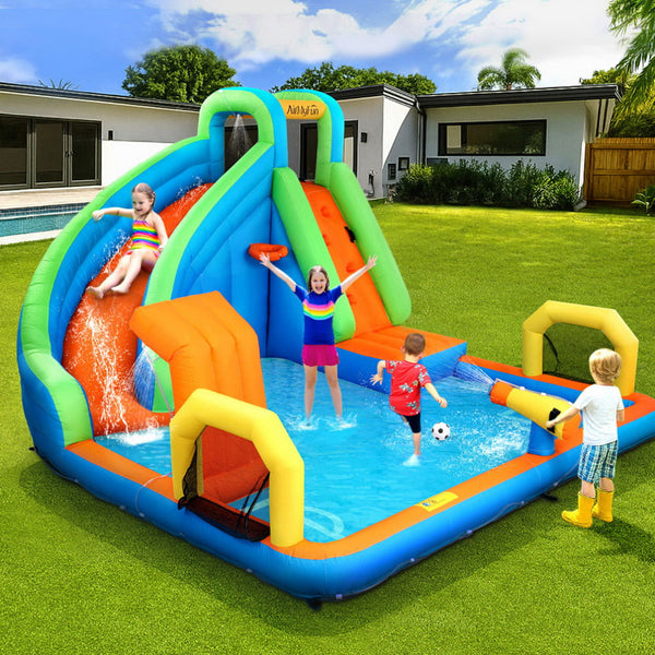 AirMyFun Kids Inflatable Pool Water Slide Cannon Splash Park Castle Outdoor Toys 427X374CM Awezingly