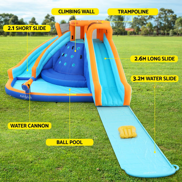 AirMyFun Kids Inflatable Pool Water Double Slide Park Jumping Castle 465X390CM Bestway