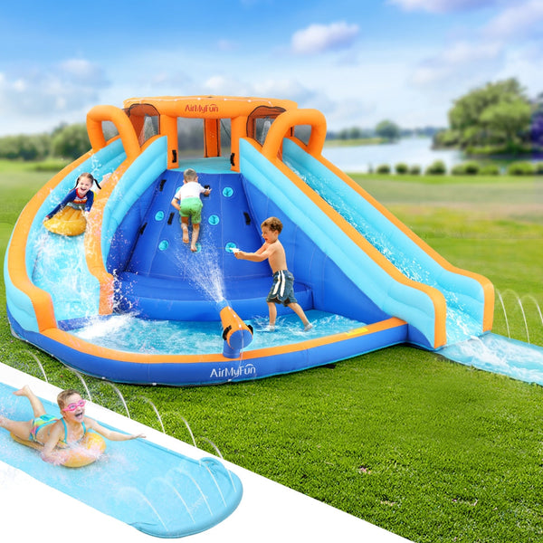 AirMyFun Kids Inflatable Pool Water Double Slide Park Jumping Castle 465X390CM Bestway
