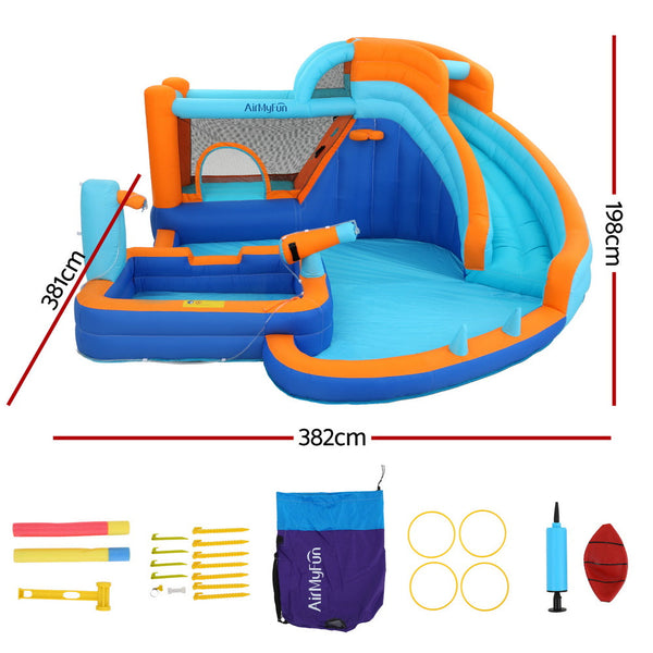 AirMyFun Kids Inflatable Pool Water Slide Park Jumping Castle Bounce 382X381CM Bestway