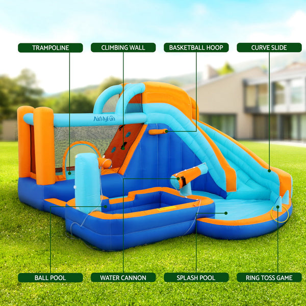 AirMyFun Kids Inflatable Pool Water Slide Park Jumping Castle Bounce 382X381CM Bestway