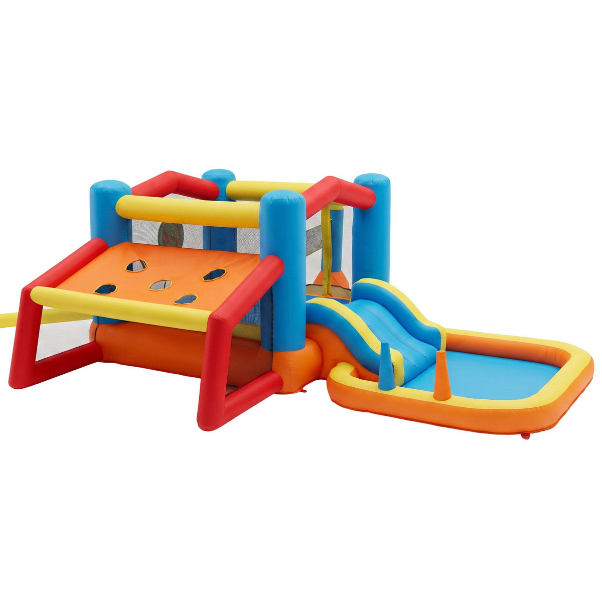 Keezi Inflatable Kids Pool Play Park Jumping Castle Volleyball Net with Blower Balls 4mx4.37m Awezingly