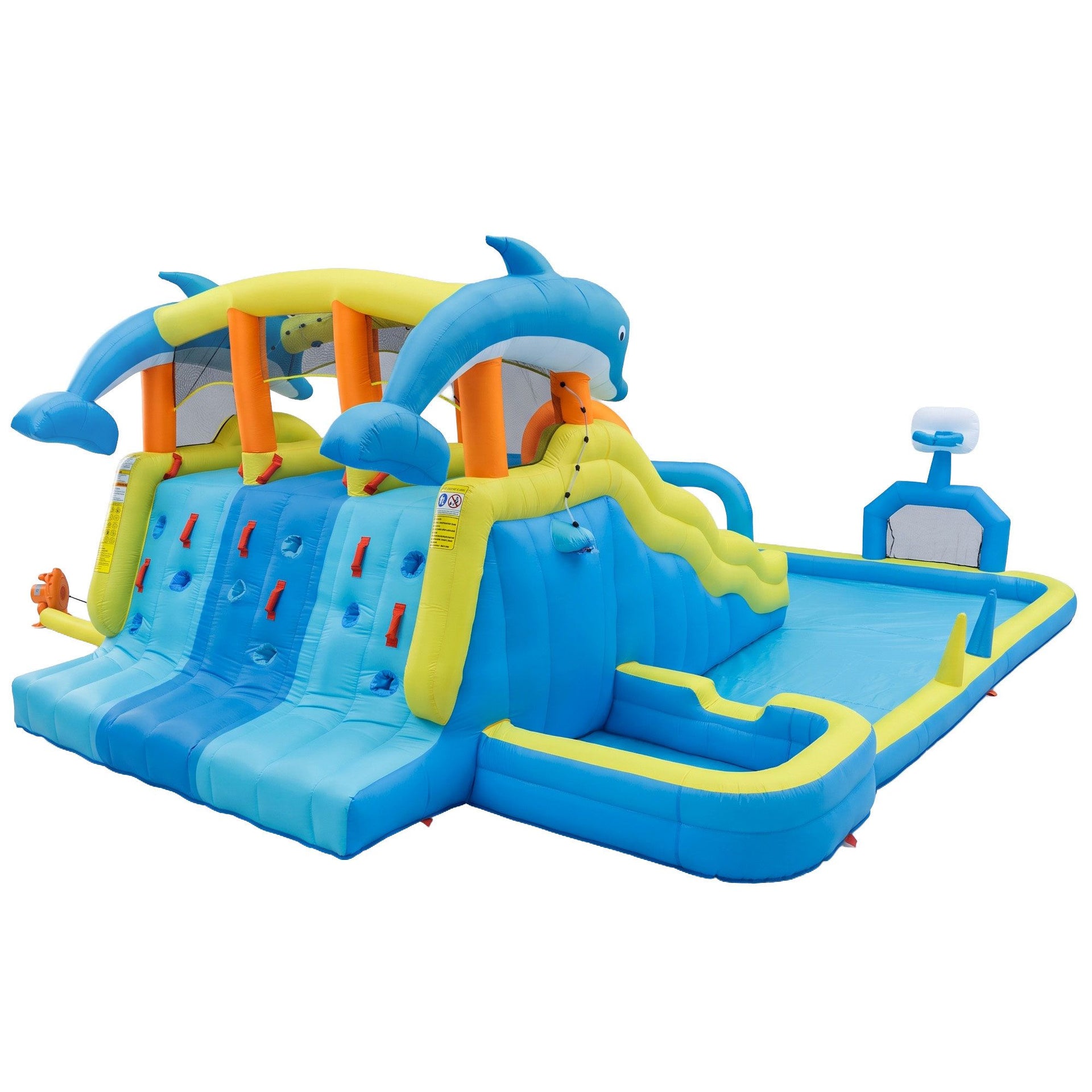 Keezi Inflatable Splash Kids Pool Water Slide Park with Blower 4m x 5.65m Awezingly