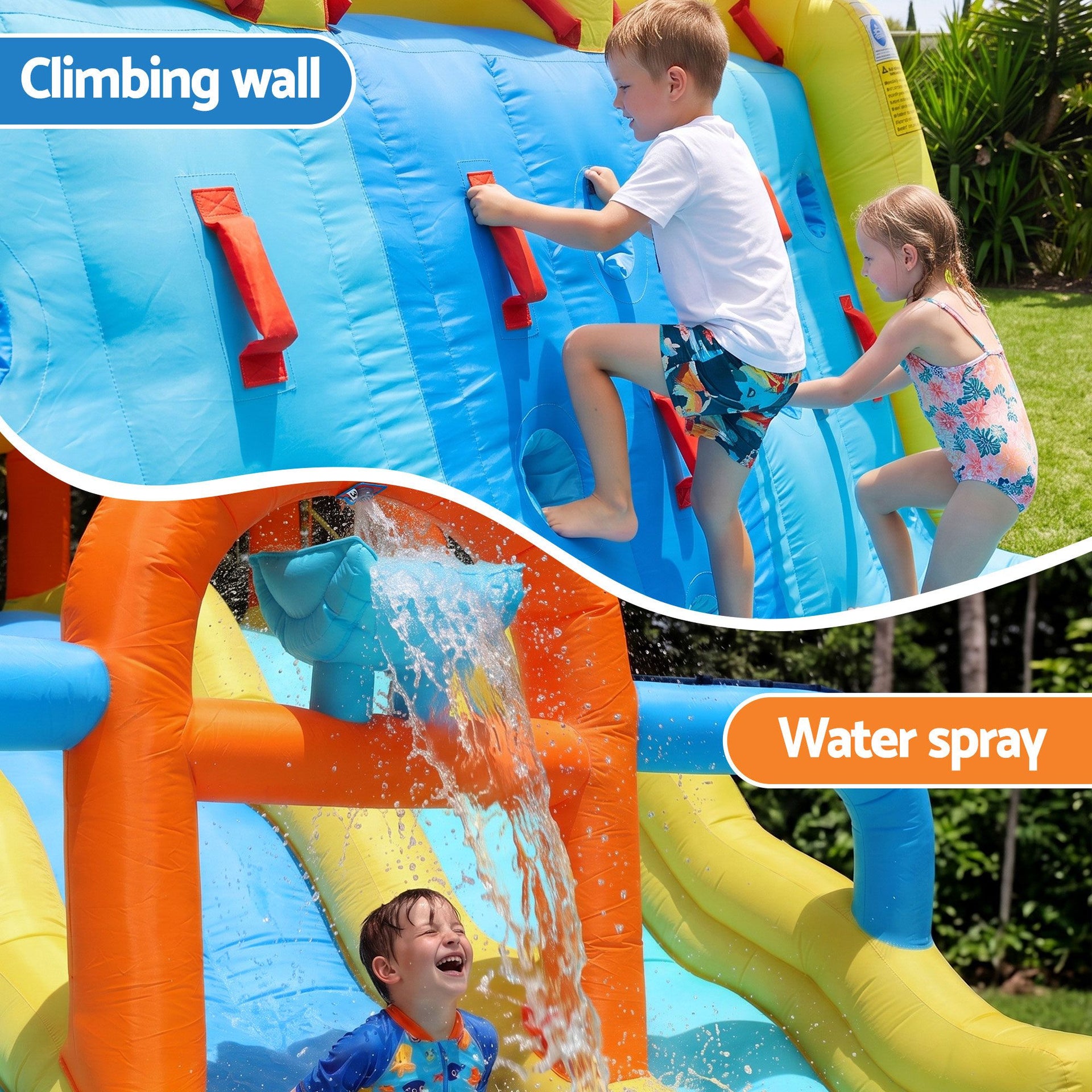 Keezi Inflatable Splash Kids Pool Water Slide Park with Blower 4m x 5.65m Awezingly