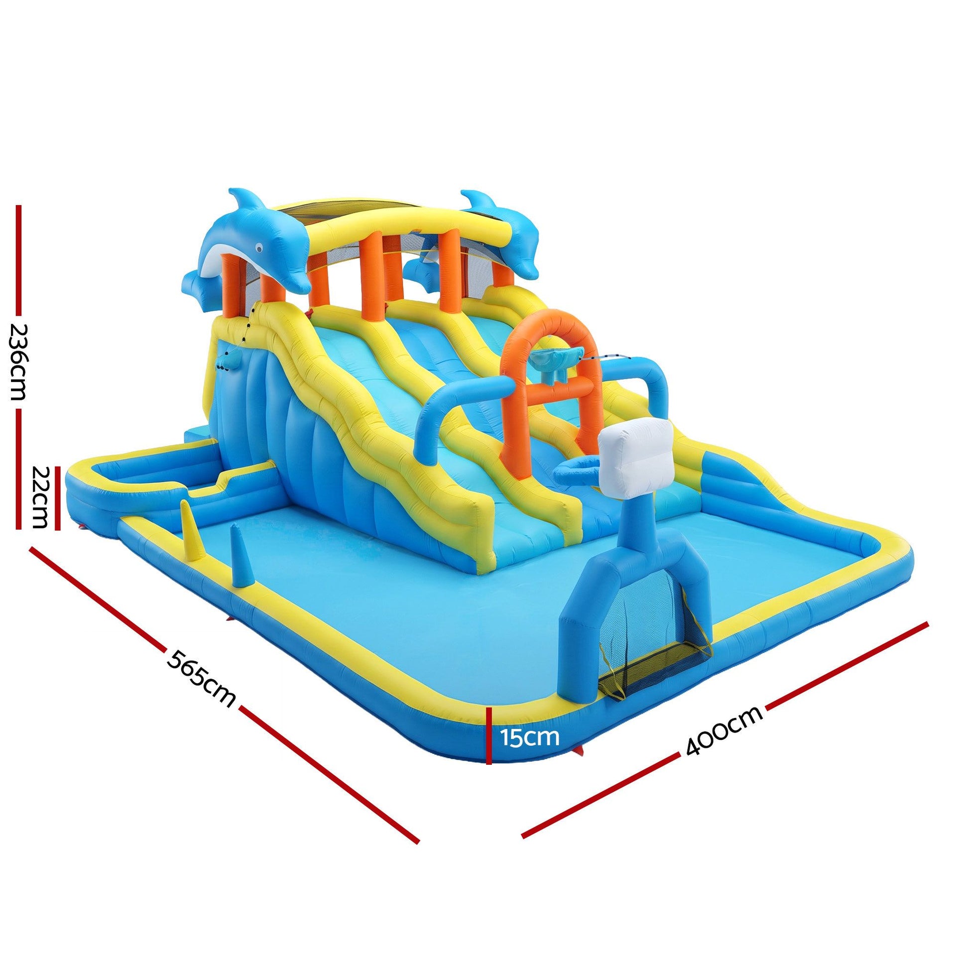 Keezi Inflatable Splash Kids Pool Water Slide Park with Blower 4m x 5.65m Awezingly