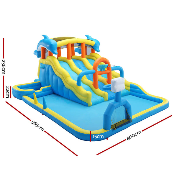 Keezi Inflatable Splash Kids Pool Water Slide Park with Blower 4m x 5.65m Awezingly