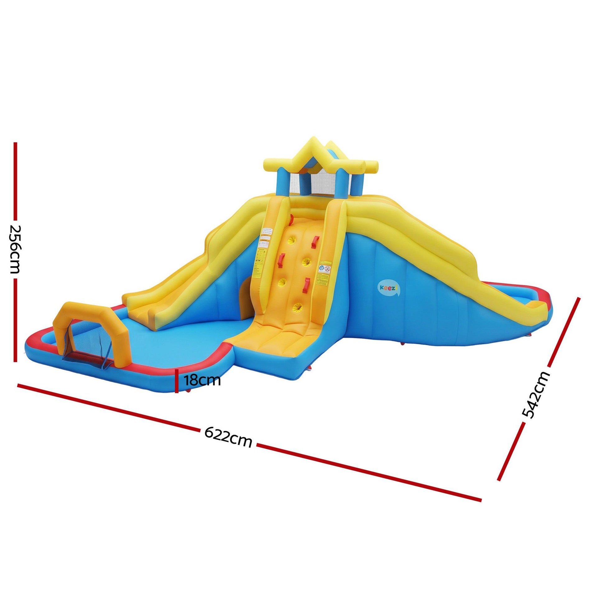 Keezi Inflatable Kids Pool Water Slide Splash Castle Football 622cmx542cm Awezingly