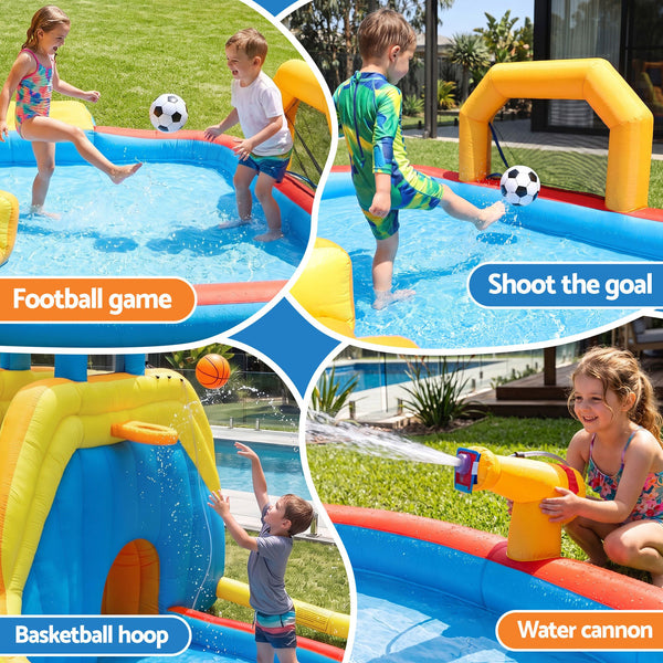 Keezi Inflatable Kids Pool Water Slide Splash Castle Football 622cmx542cm Awezingly