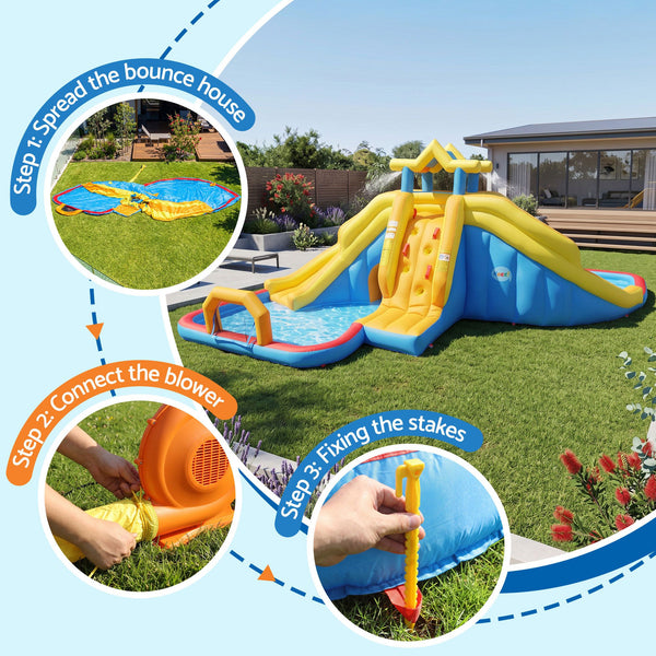 Keezi Inflatable Kids Pool Water Slide Splash Castle Football 622cmx542cm Awezingly