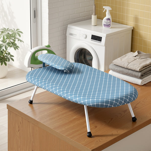 Artiss Tabletop Ironing Board with Small Ironing Boards with Folding Legs Blue Awezingly