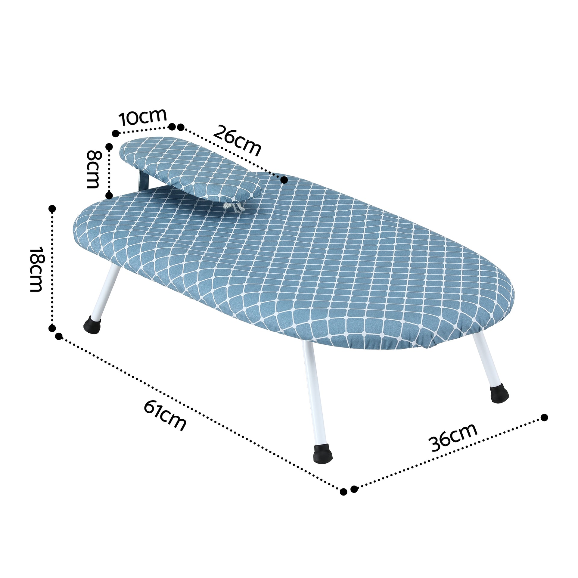 Artiss Tabletop Ironing Board with Small Ironing Boards with Folding Legs Blue Awezingly