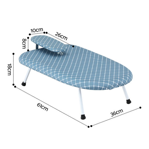 Artiss Tabletop Ironing Board with Small Ironing Boards with Folding Legs Blue Awezingly