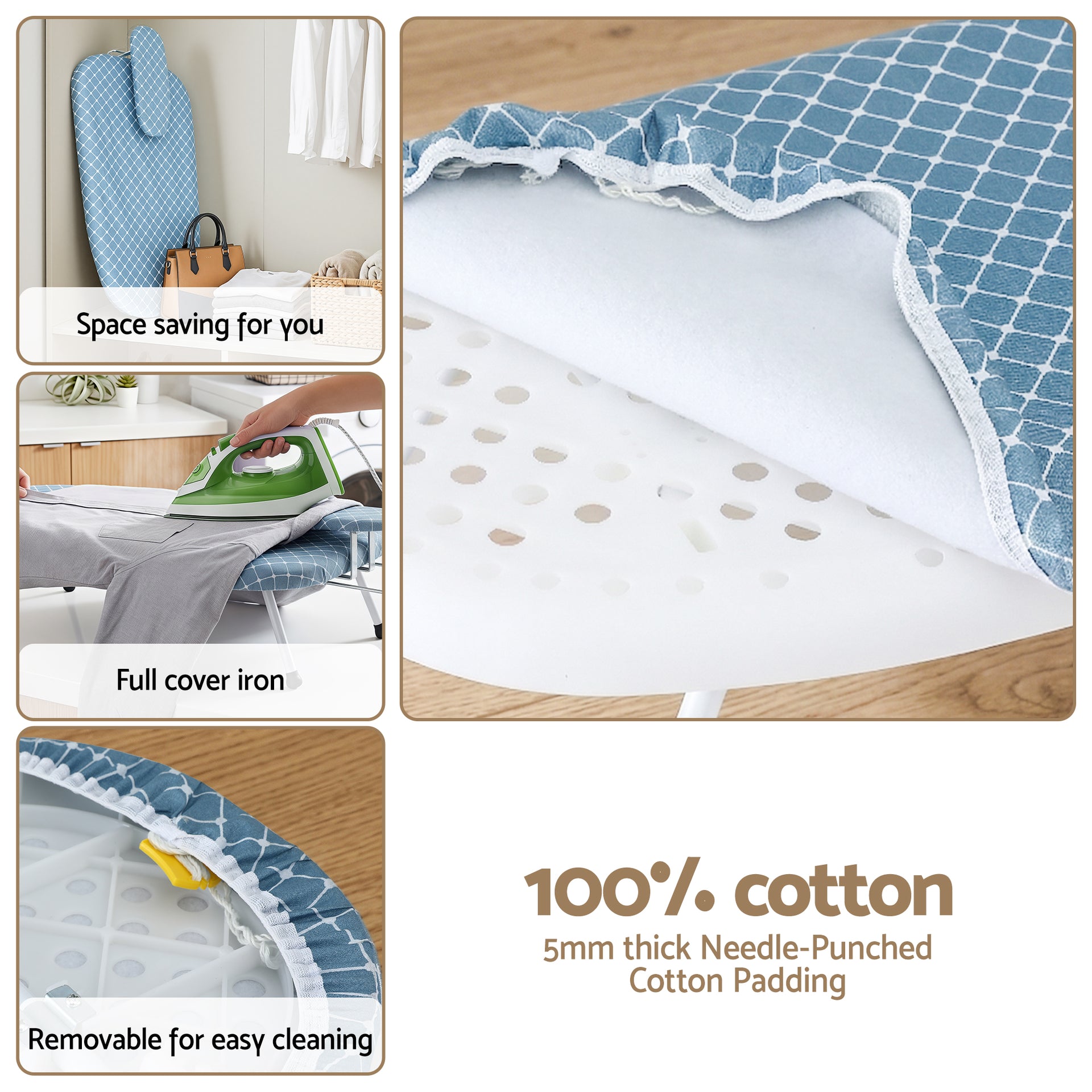 Artiss Tabletop Ironing Board with Small Ironing Boards with Folding Legs Blue Awezingly