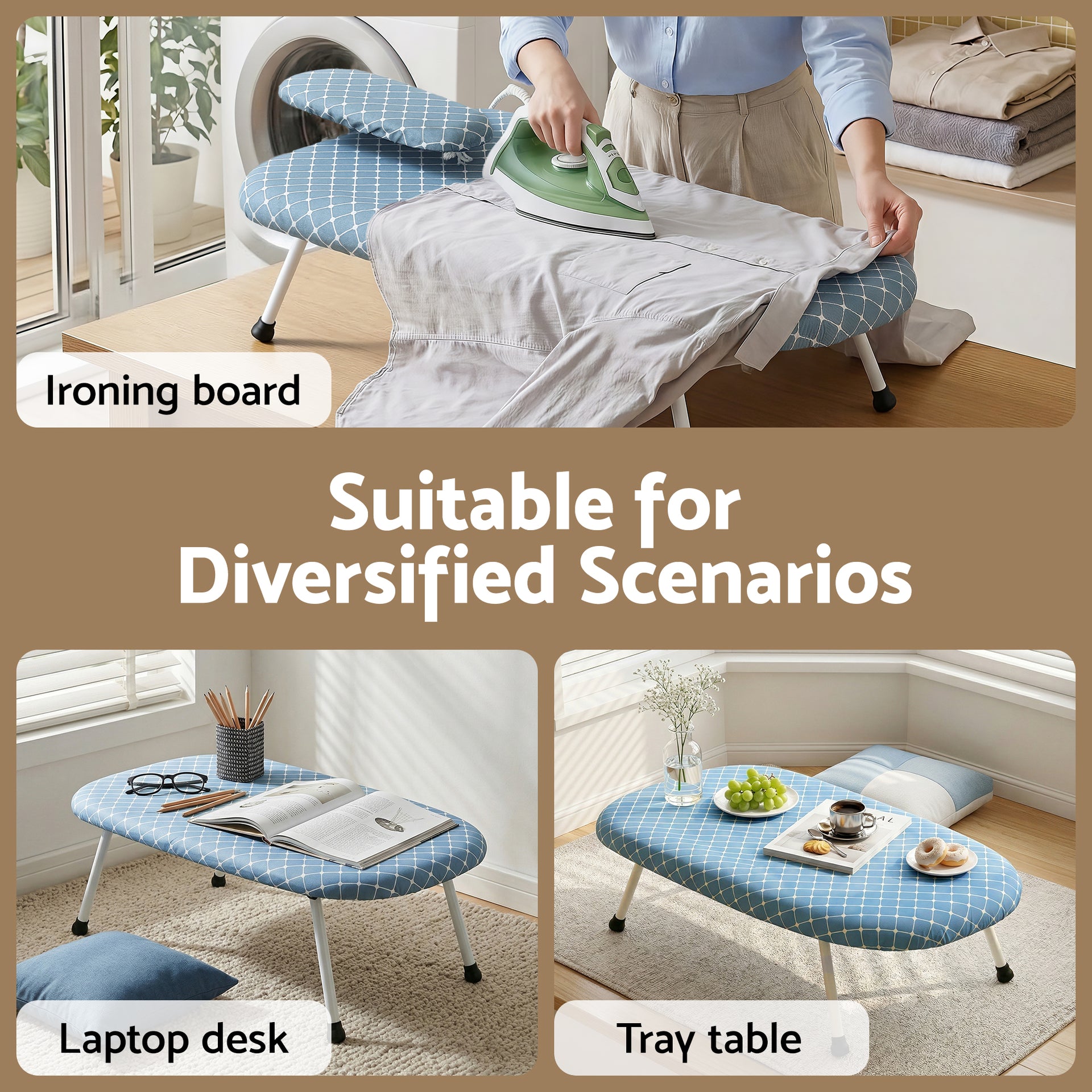 Artiss Tabletop Ironing Board with Small Ironing Boards with Folding Legs Blue Awezingly