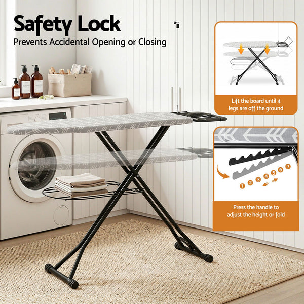 Artiss Foldable Ironing Board with Iron Rest Ironing Board for Laundry Room Arrow Awezingly