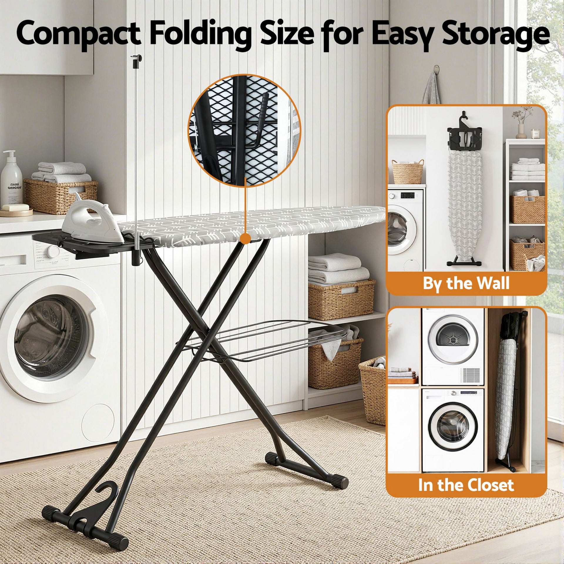 Artiss Foldable Ironing Board with Iron Rest Ironing Board for Laundry Room Arrow Awezingly