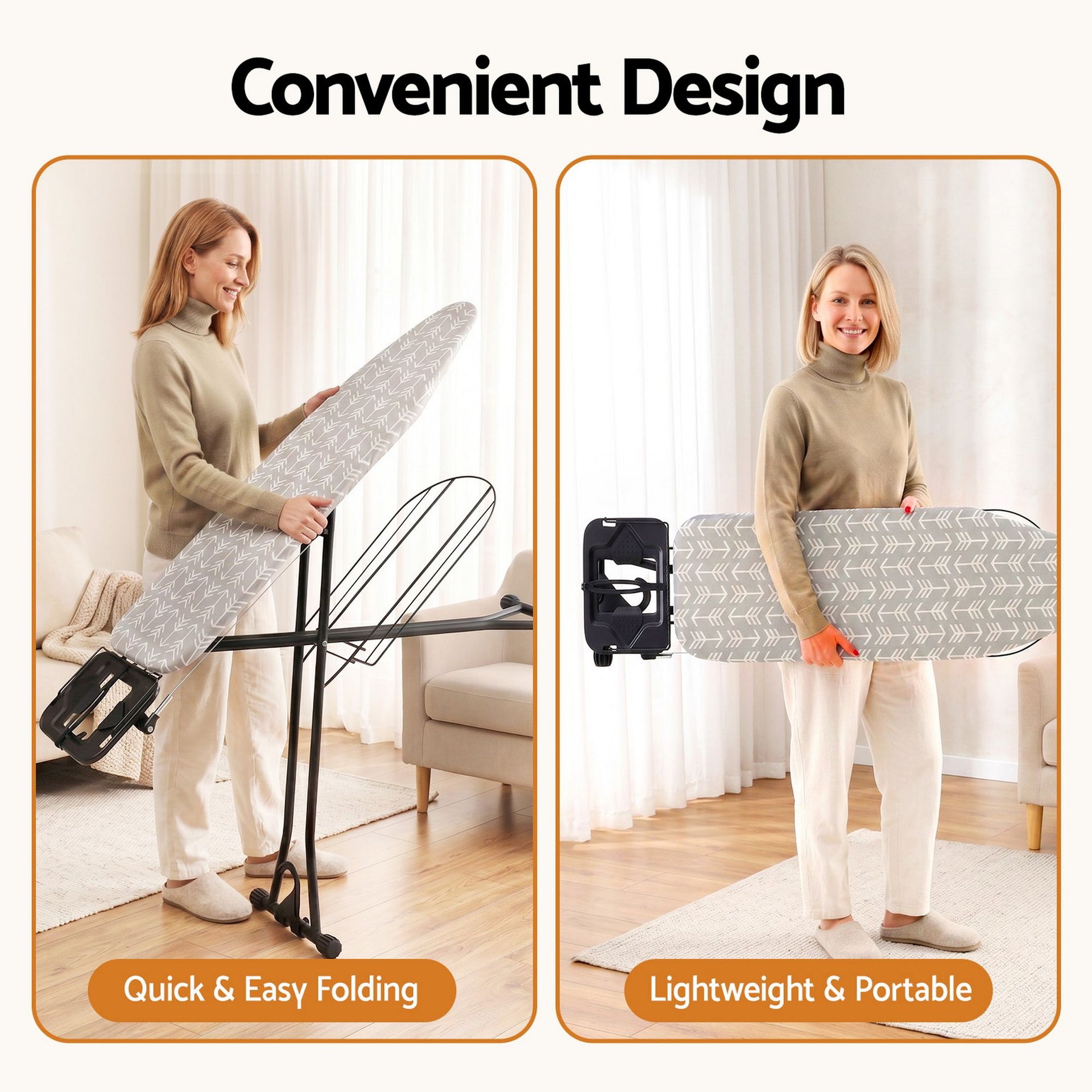 Artiss Foldable Ironing Board with Iron Rest Ironing Board for Laundry Room Arrow Awezingly