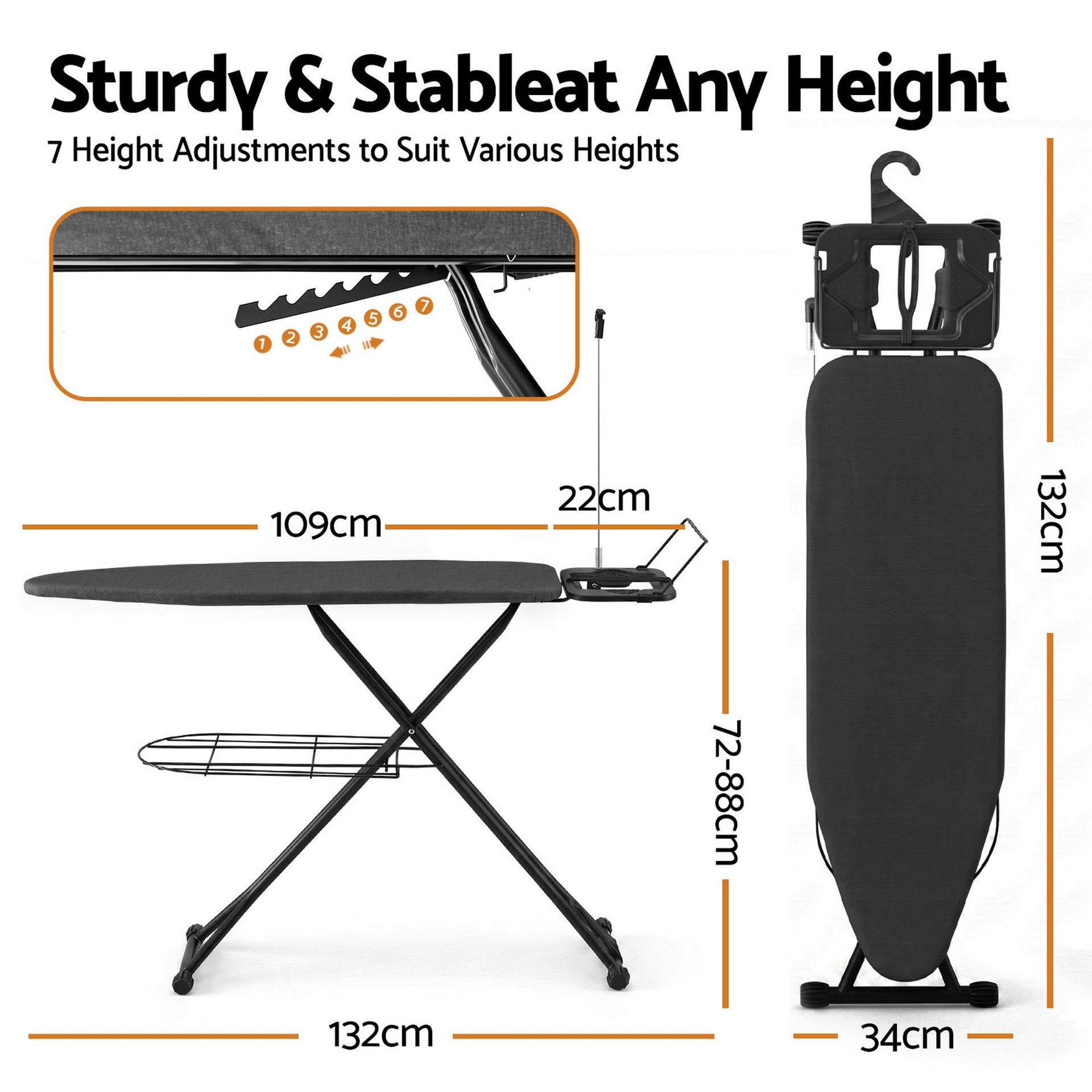 Artiss Foldable Ironing Board with Iron Rest Ironing Board for Laundry Room Awezingly