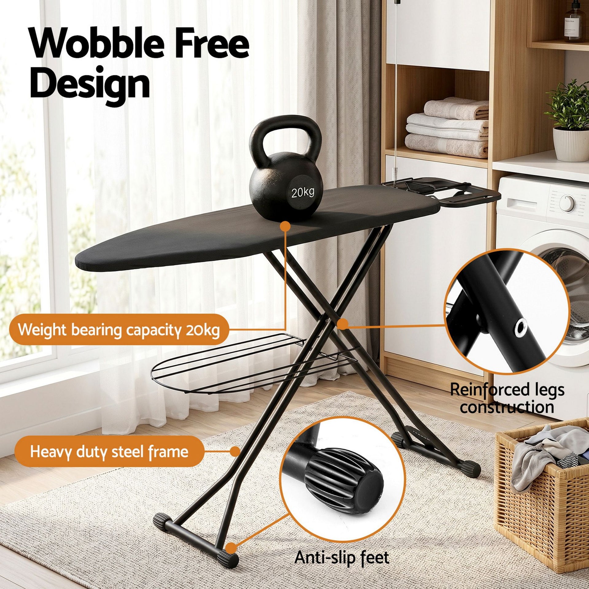 Artiss Foldable Ironing Board with Iron Rest Ironing Board for Laundry Room Awezingly