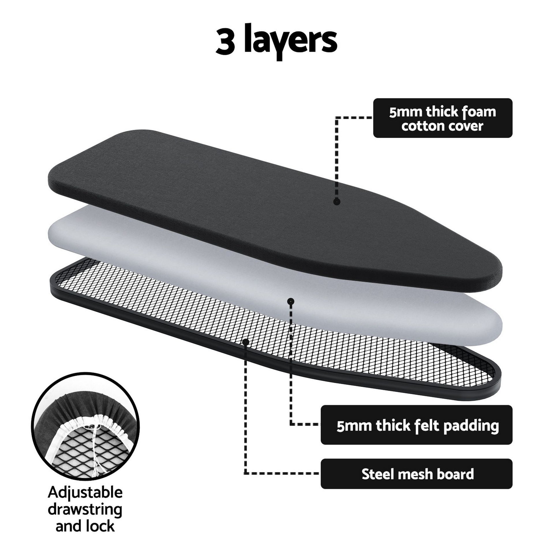 Artiss Foldable Ironing Board with Iron Rest Ironing Board for Laundry Room Awezingly