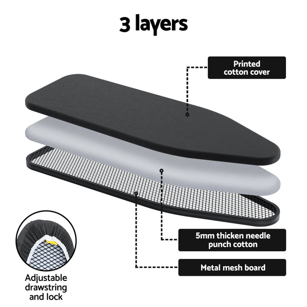 Artiss Ironing Board with Iron Rest with 3 Layers Extra Thick Cover Easy Storage Awezingly