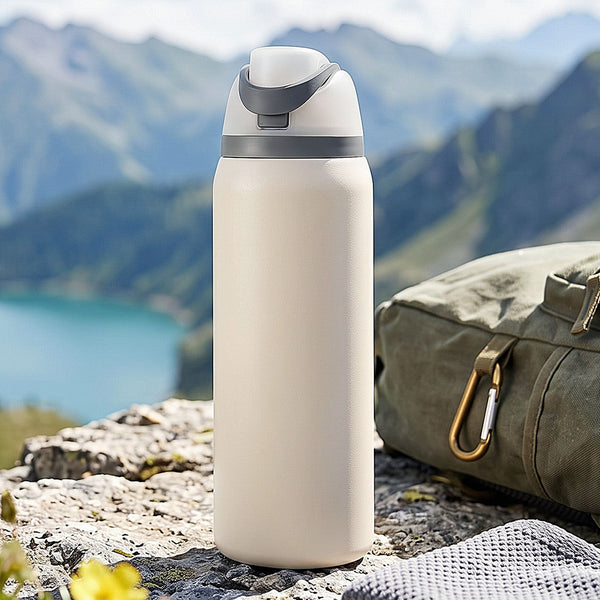 Everfit 950ML Insulated Water Bottle with Straw Stainless Steel Drink Bottle Awezingly