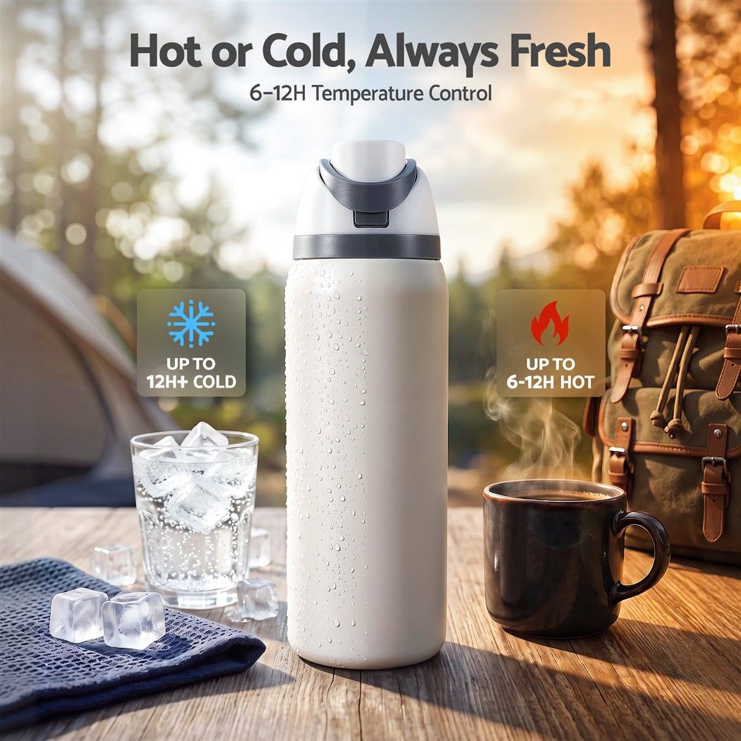 Everfit 950ML Insulated Water Bottle with Straw Stainless Steel Drink Bottle Awezingly