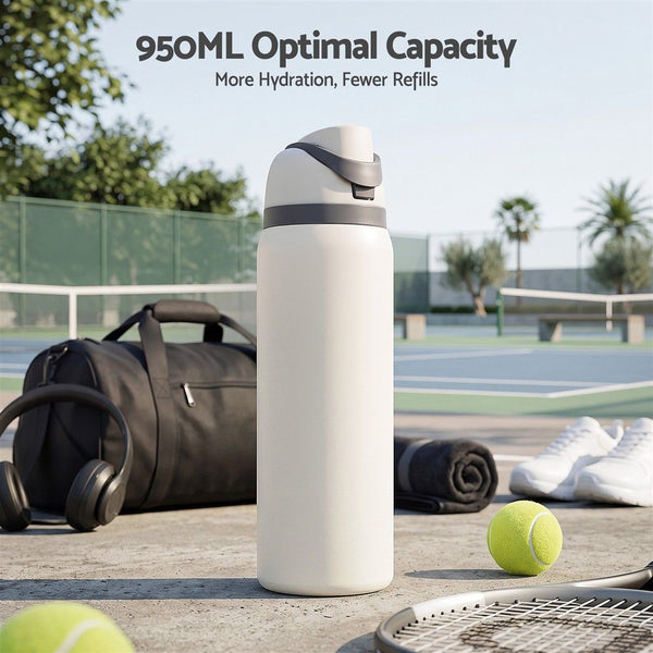 Everfit 950ML Insulated Water Bottle with Straw Stainless Steel Drink Bottle Awezingly