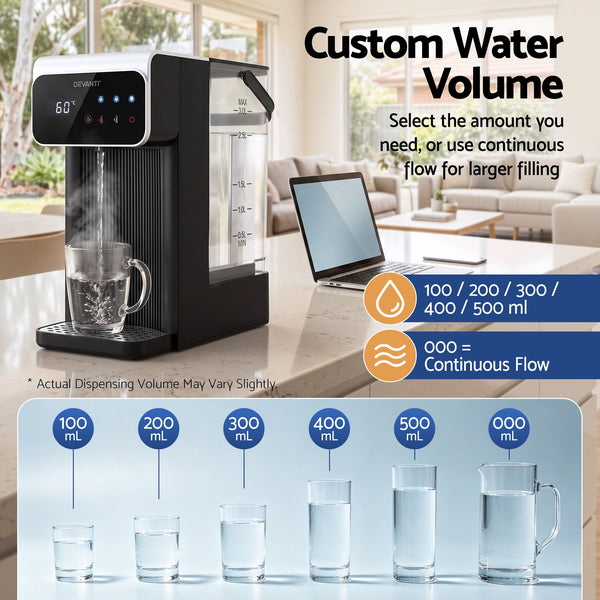 Devanti Instant Hot Water Dispenser 3L Heating Kettle 2400W Touch Control Water Black Awezingly
