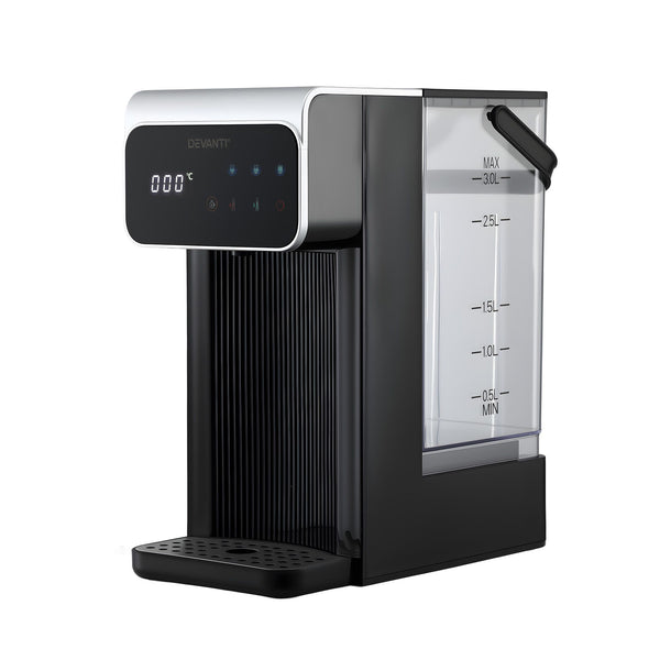 Devanti Instant Hot Water Dispenser 3L Heating Kettle 2400W Touch Control Water Black Awezingly