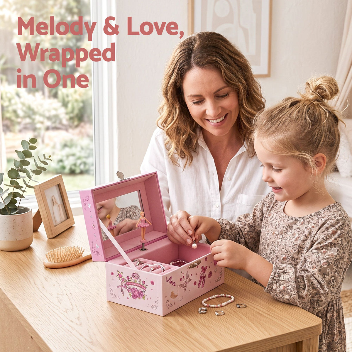 Keezi Kids Jewellery Box Organiser for Girls Kids Music Box Princess Pink Awezingly