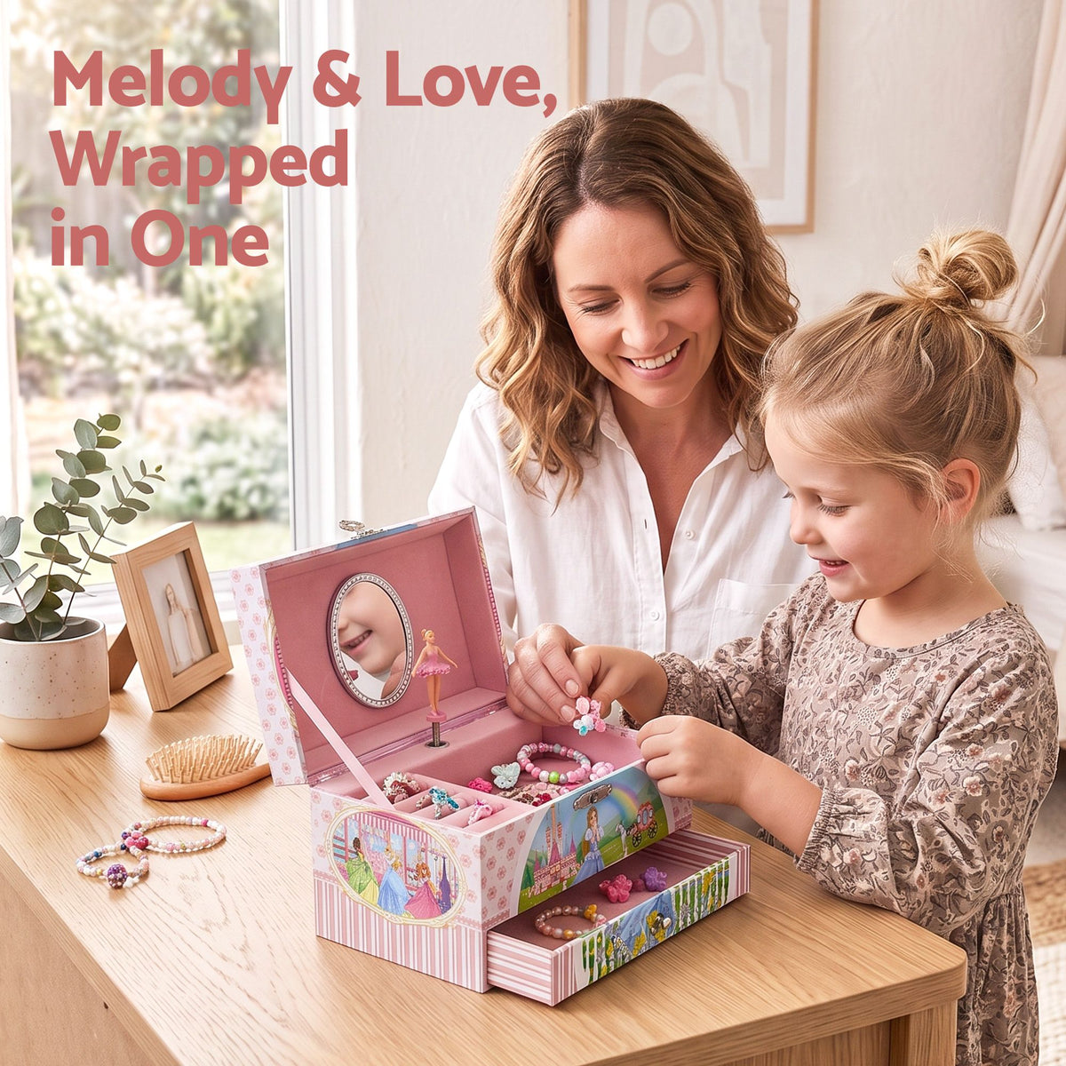 Keezi Kids Jewellery Box Organiser for Girls Kids Music Box with Drawer Awezingly