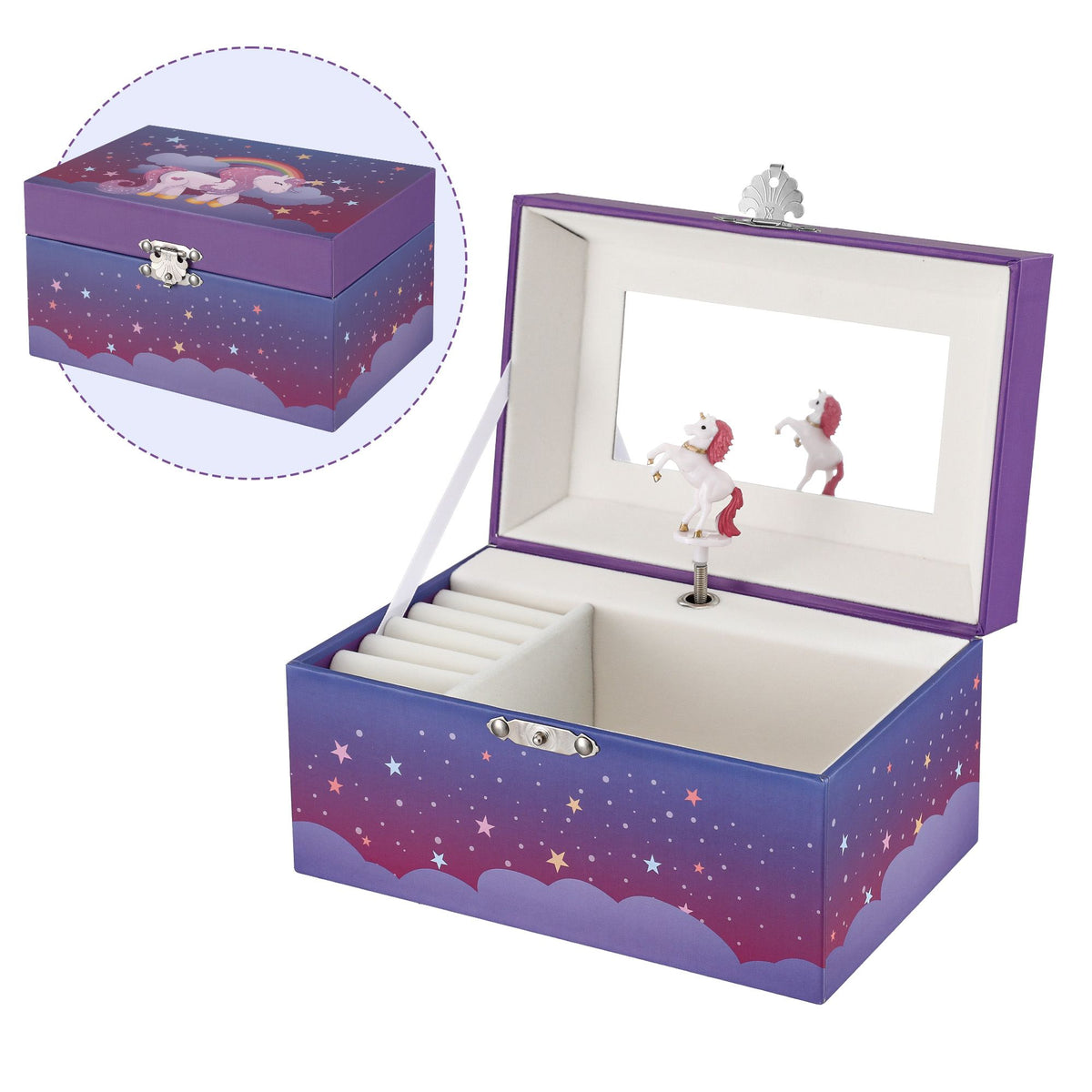 Keezi Kids Jewellery Box Organiser for Girls Kids Music Box Unicorn Purple Awezingly