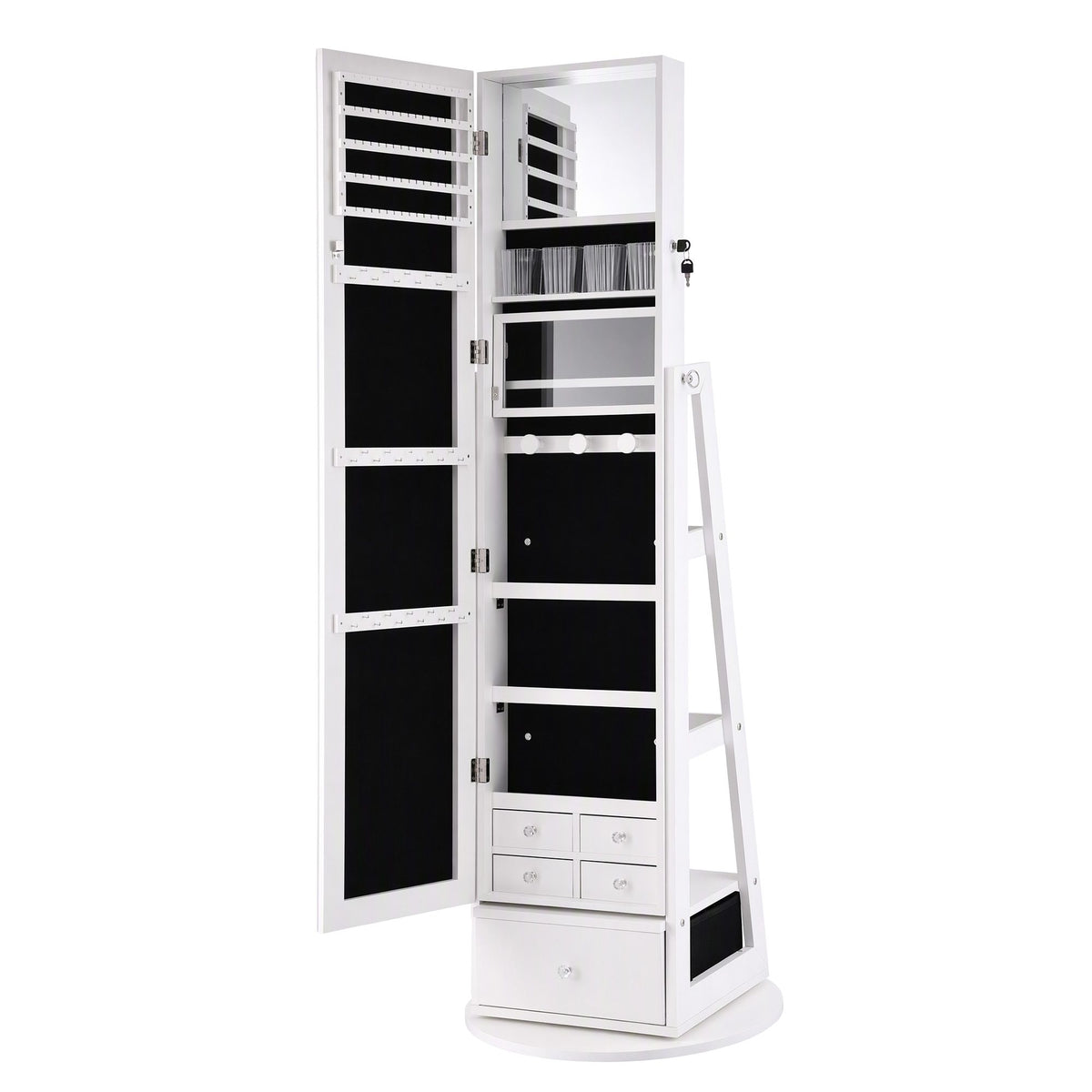 Artiss 360° Rotating Jewelry Cabinet Full Length Mirror, White Awezingly