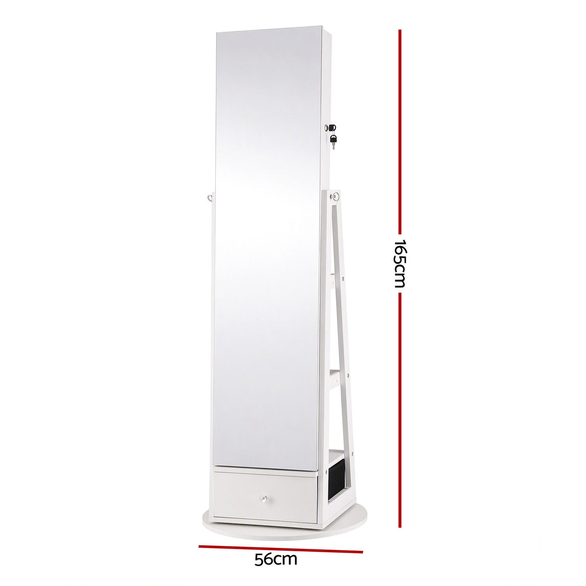Artiss 360° Rotating Jewelry Cabinet Full Length Mirror, White Awezingly