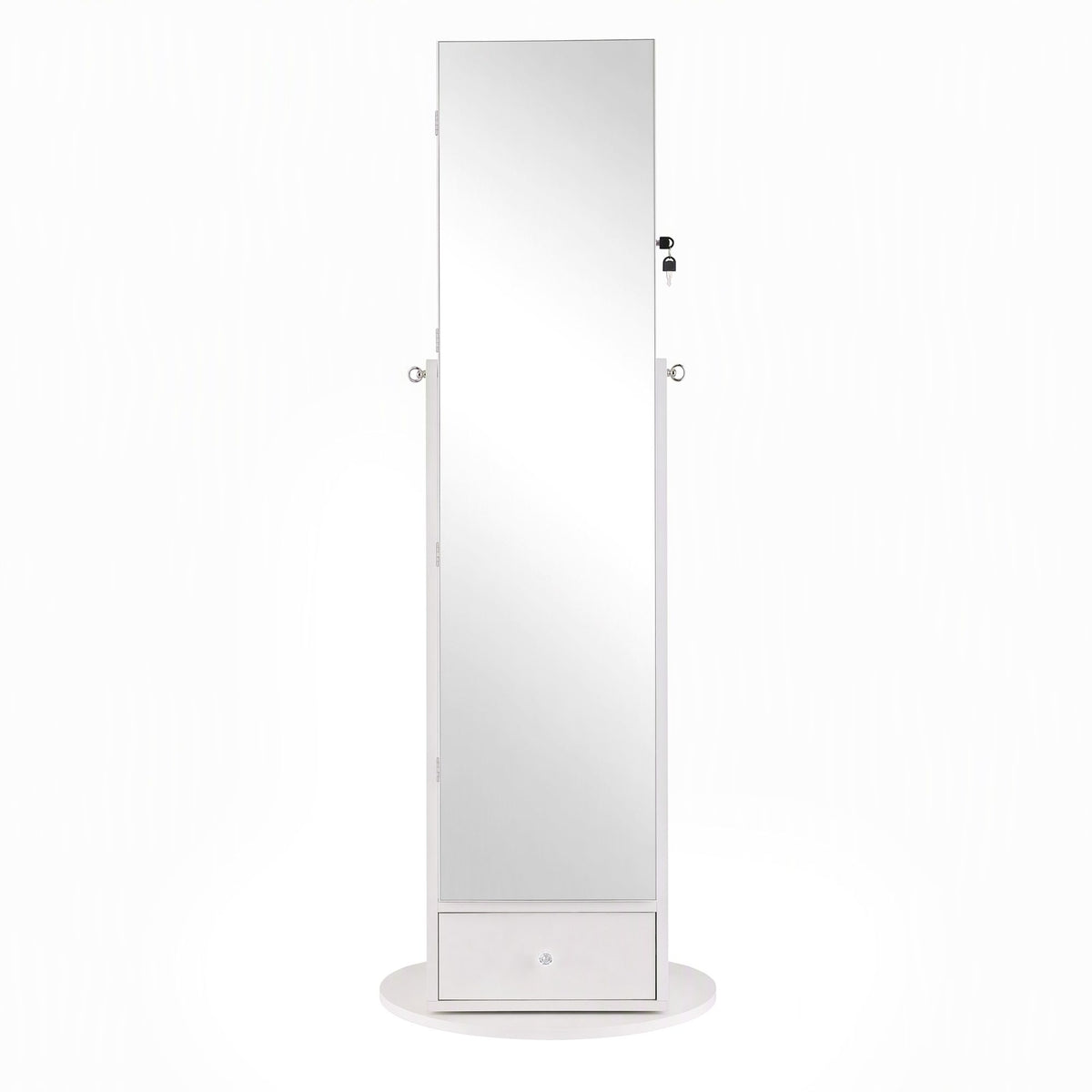 Artiss 360° Rotating Jewelry Cabinet Full Length Mirror, White Awezingly