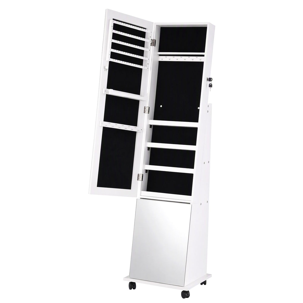 Artiss Jewelry Cabinet Frameless Full Length Mirror with Wheels, White Awezingly