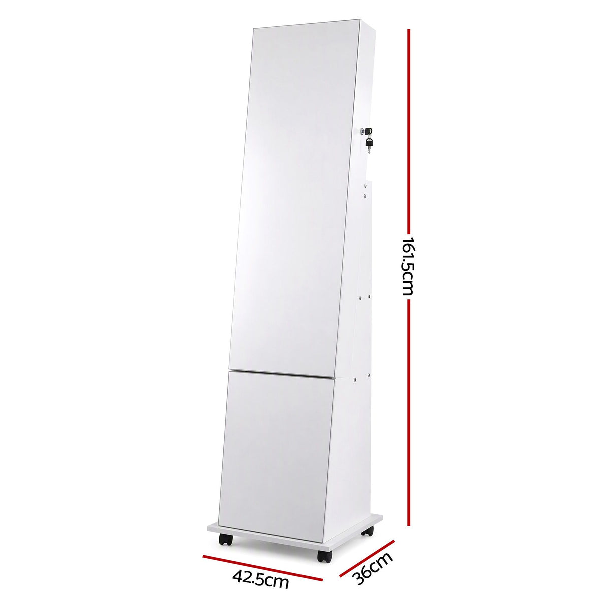 Artiss Jewelry Cabinet Frameless Full Length Mirror with Wheels, White Awezingly