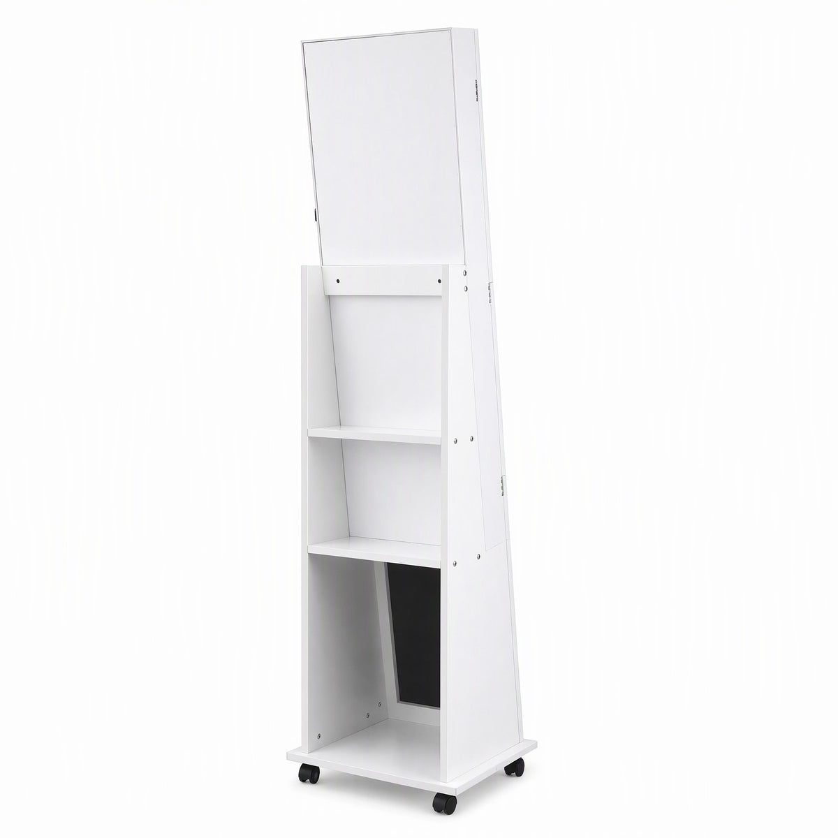 Artiss Jewelry Cabinet Frameless Full Length Mirror with Wheels, White Awezingly