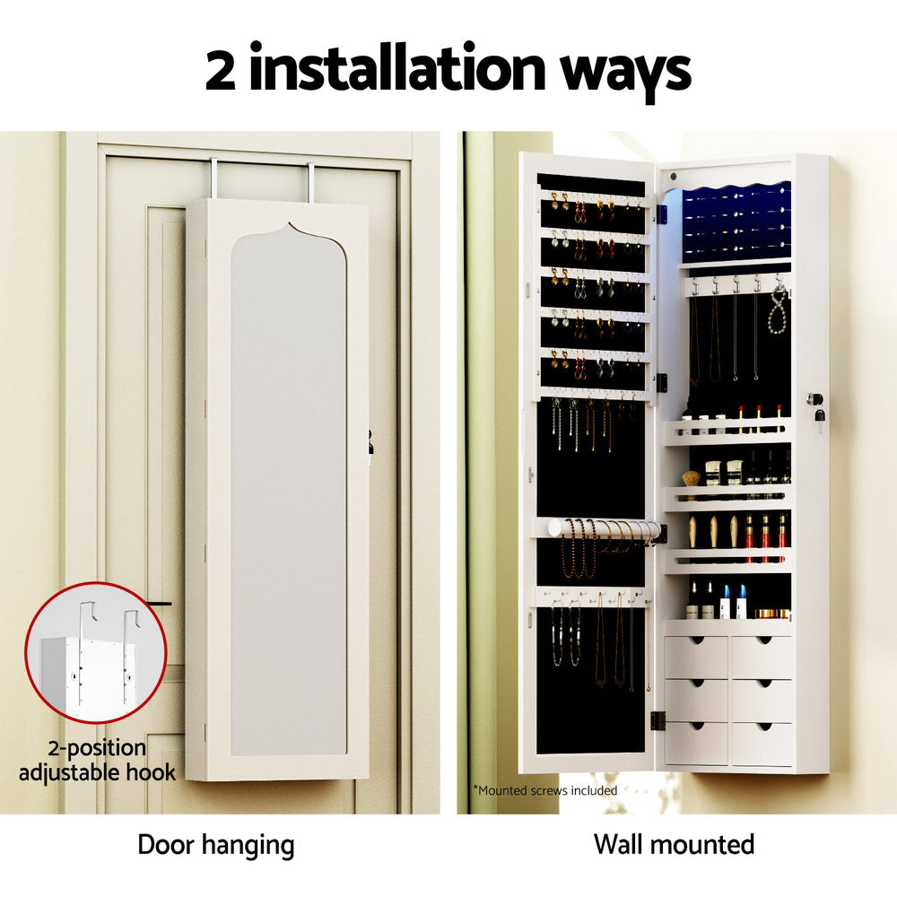 Artiss Jewellery Cabinet LED Mirror Lockable Does Not Apply