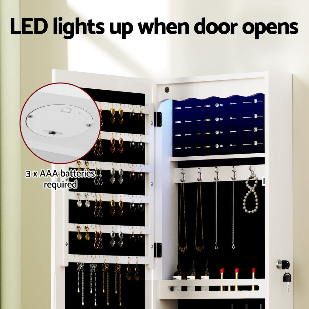 Artiss Jewellery Cabinet LED Mirror Lockable Does Not Apply