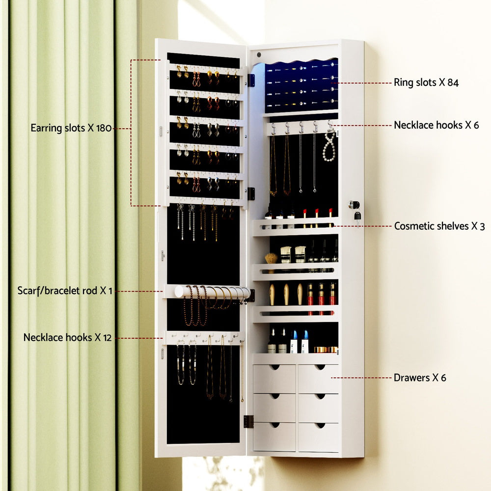 Artiss Jewellery Cabinet LED Mirror Lockable Does Not Apply