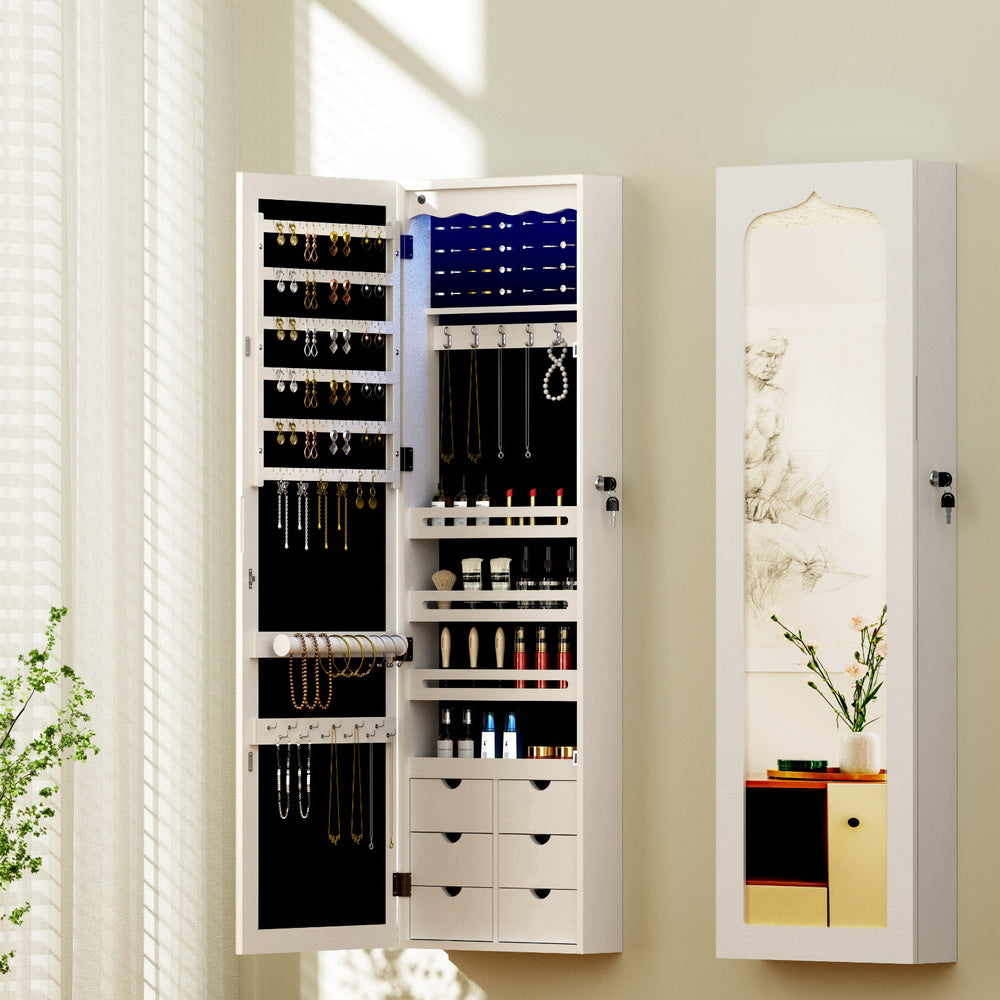 Artiss Jewellery Cabinet LED Mirror Lockable Does Not Apply