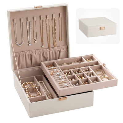 Embellir Jewellery Box 2 Layer Storage Organiser Leather Display White