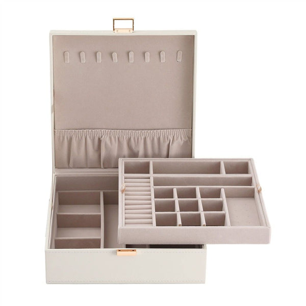 Embellir Jewellery Box 2 Layer Storage Organiser Leather Display White Awezingly