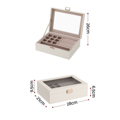 Embellir 2 Layer Jewellery Box Organiser with Clear Lid White