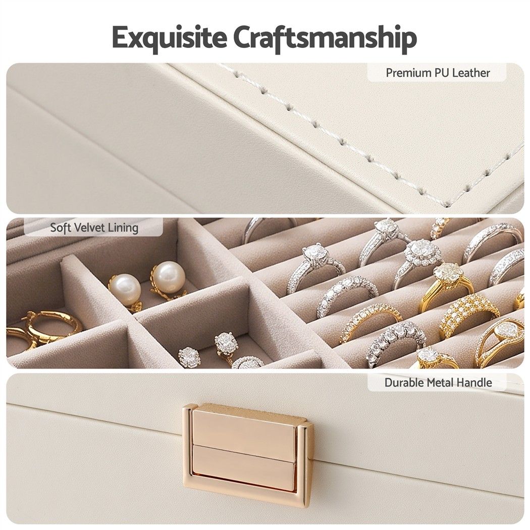 Embellir 2 Layer Jewellery Box Organiser with Clear Lid White Awezingly