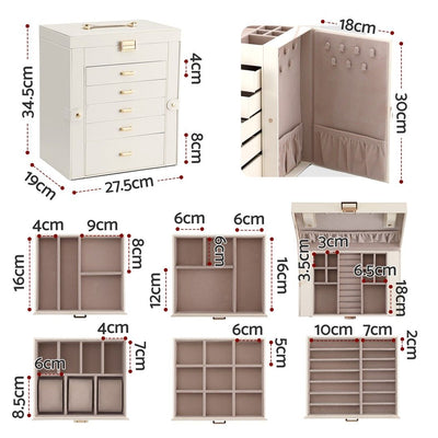 Embellir Jewellery Box 6 Layer Organiser Large Display Case Storage