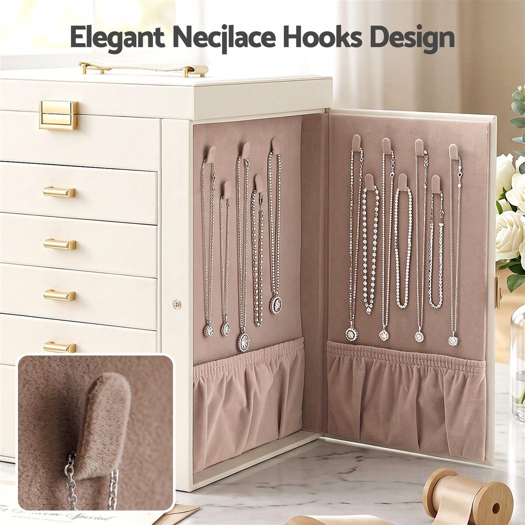 Embellir Jewellery Box 6 Layer Organiser Large Display Case Storage Awezingly